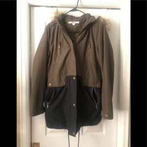 DKNY fur hooded jacket